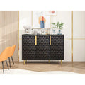 3 Door Storage Cabinet, Buffet Sideboard with Adjustable Shelves, Honeycomb Seamless Hexagons Pattern Metal Door