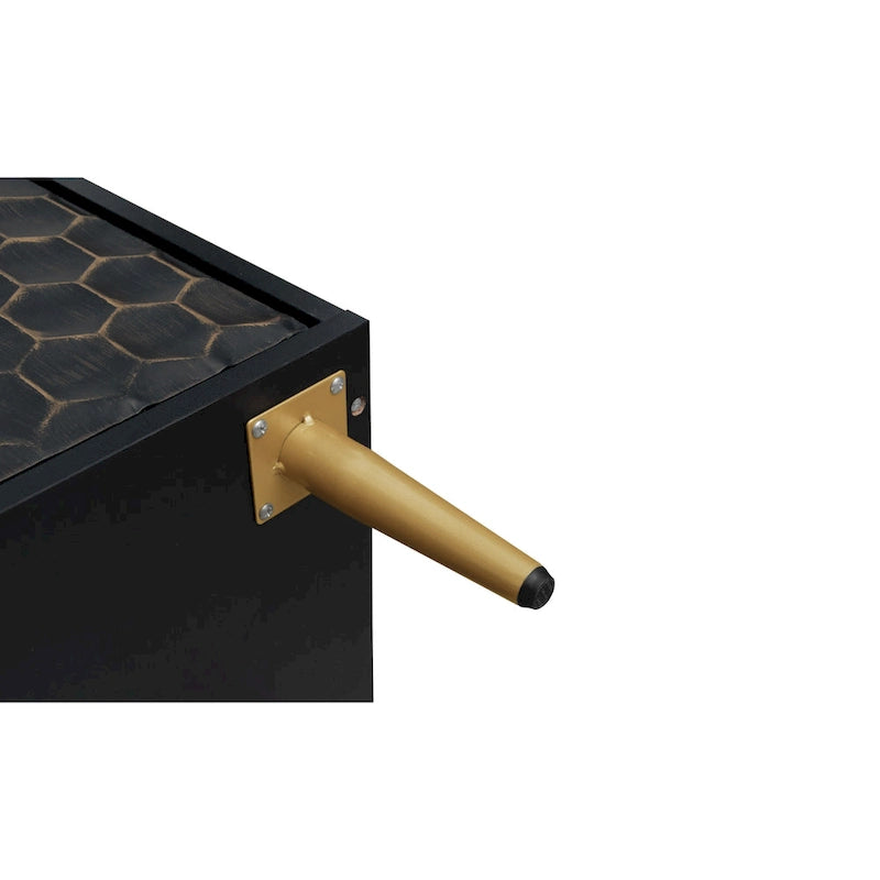 3 Door Storage Cabinet, Buffet Sideboard with Adjustable Shelves, Honeycomb Seamless Hexagons Pattern Metal Door