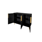 3 Door Storage Cabinet, Buffet Sideboard with Adjustable Shelves, Honeycomb Seamless Hexagons Pattern Metal Door