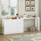 Innovative Sideboard with 2-Door,3-Drawer Design and Adjustable Pull-Out Top for Flexible Use,for Entrance and Living Room