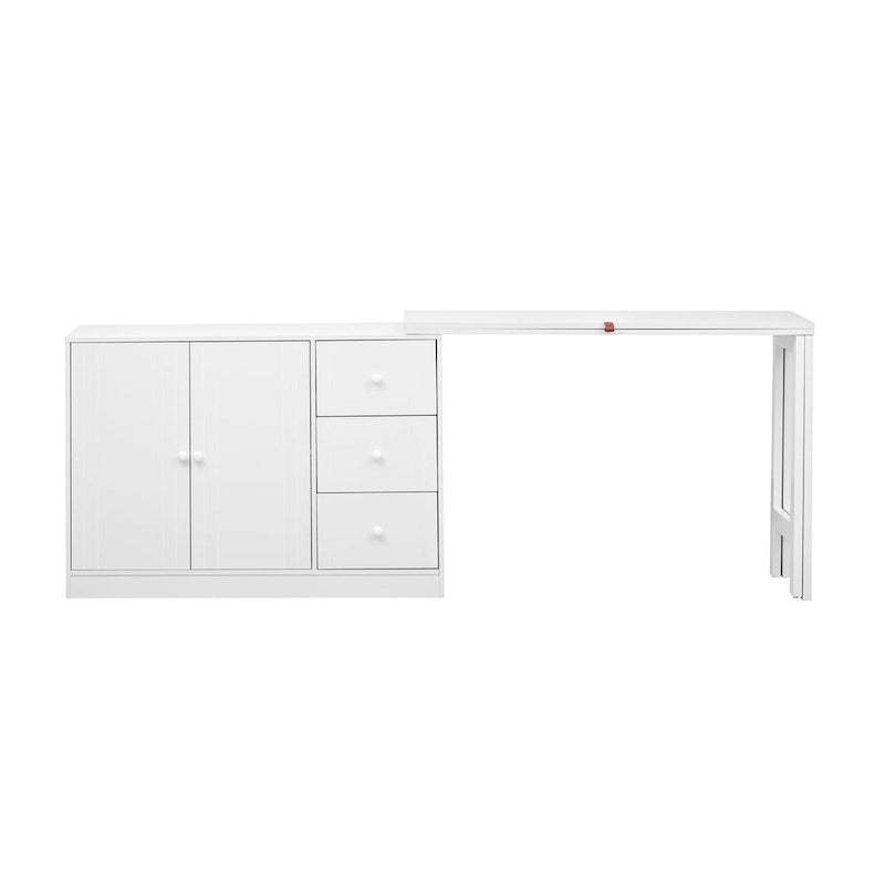 Innovative Sideboard with 2-Door,3-Drawer Design and Adjustable Pull-Out Top for Flexible Use,for Entrance and Living Room