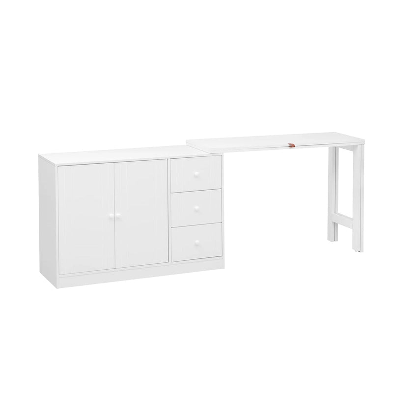 Innovative Sideboard with 2-Door,3-Drawer Design and Adjustable Pull-Out Top for Flexible Use,for Entrance and Living Room