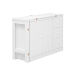 Innovative Sideboard with 2-Door,3-Drawer Design and Adjustable Pull-Out Top for Flexible Use,for Entrance and Living Room