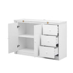 Innovative Sideboard with 2-Door,3-Drawer Design and Adjustable Pull-Out Top for Flexible Use,for Entrance and Living Room