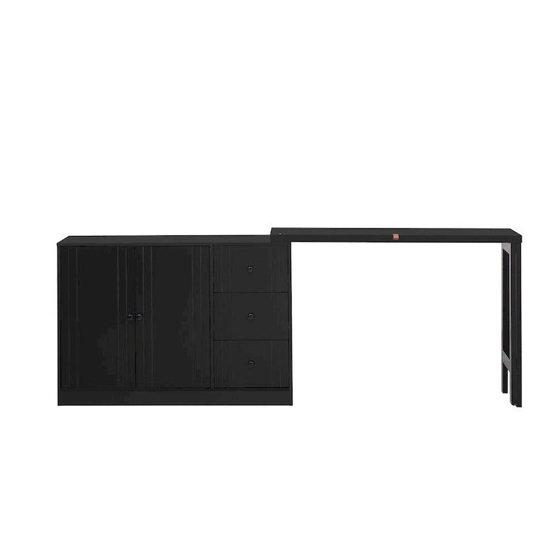 Innovative Sideboard with 2-Door,3-Drawer Design and Adjustable Pull-Out Top for Flexible Use,for Entrance and Living Room