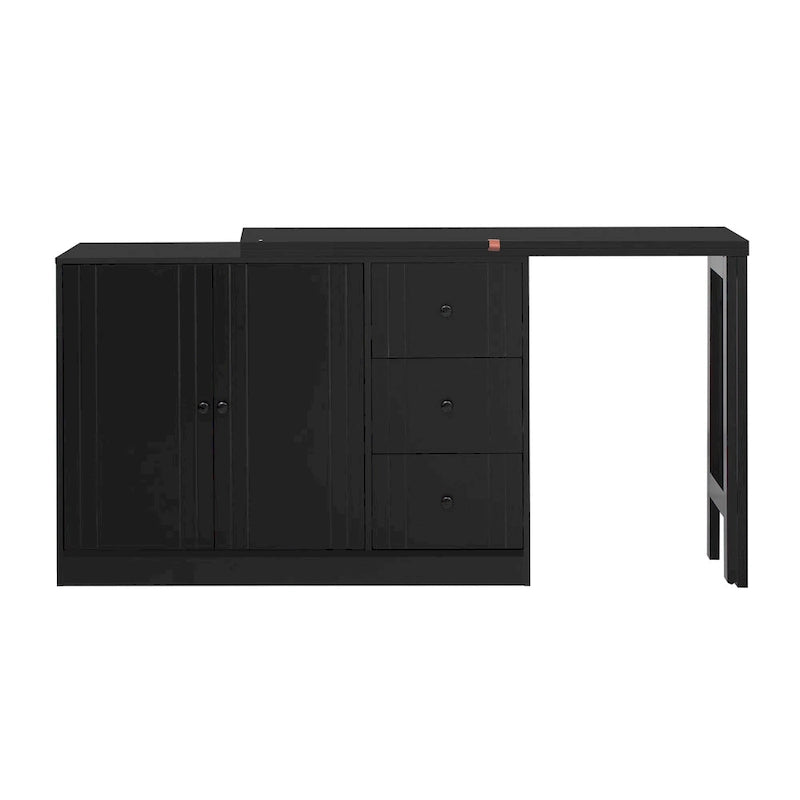 Innovative Sideboard with 2-Door,3-Drawer Design and Adjustable Pull-Out Top for Flexible Use,for Entrance and Living Room