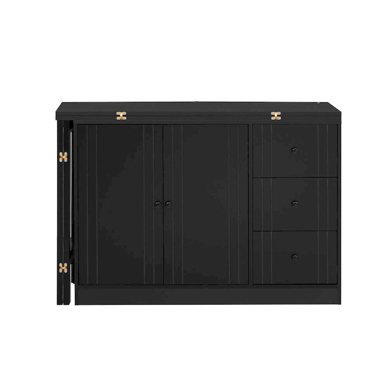 Innovative Sideboard with 2-Door,3-Drawer Design and Adjustable Pull-Out Top for Flexible Use,for Entrance and Living Room