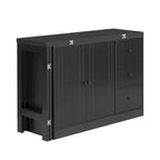 Innovative Sideboard with 2-Door,3-Drawer Design and Adjustable Pull-Out Top for Flexible Use,for Entrance and Living Room