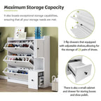 Versatile Tipping Bucket Shoe Cabinet with 3 Flip Drawers, Maximum Storage Entryway Organizer with Drawer