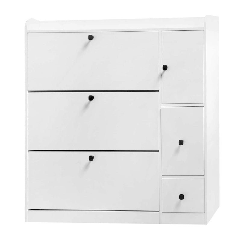 Versatile Tipping Bucket Shoe Cabinet with 3 Flip Drawers, Maximum Storage Entryway Organizer with Drawer