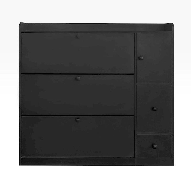 Versatile Tipping Bucket Shoe Cabinet with 3 Flip Drawers, Maximum Storage Entryway Organizer with Drawer