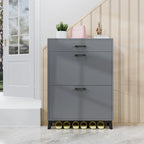 Shoe Storage Cabinet for Entryway, Free Standing Shoe Organizer with 2 Flip Drawers, Hidden Shoe Rack Storage Organizer
