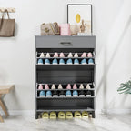 Shoe Storage Cabinet for Entryway, Free Standing Shoe Organizer with 2 Flip Drawers, Hidden Shoe Rack Storage Organizer