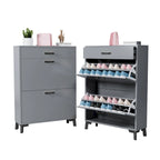 Shoe Storage Cabinet for Entryway, Free Standing Shoe Organizer with 2 Flip Drawers, Hidden Shoe Rack Storage Organizer