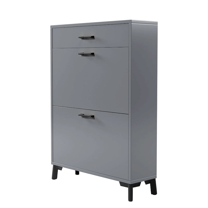 Shoe Storage Cabinet for Entryway, Free Standing Shoe Organizer with 2 Flip Drawers, Hidden Shoe Rack Storage Organizer