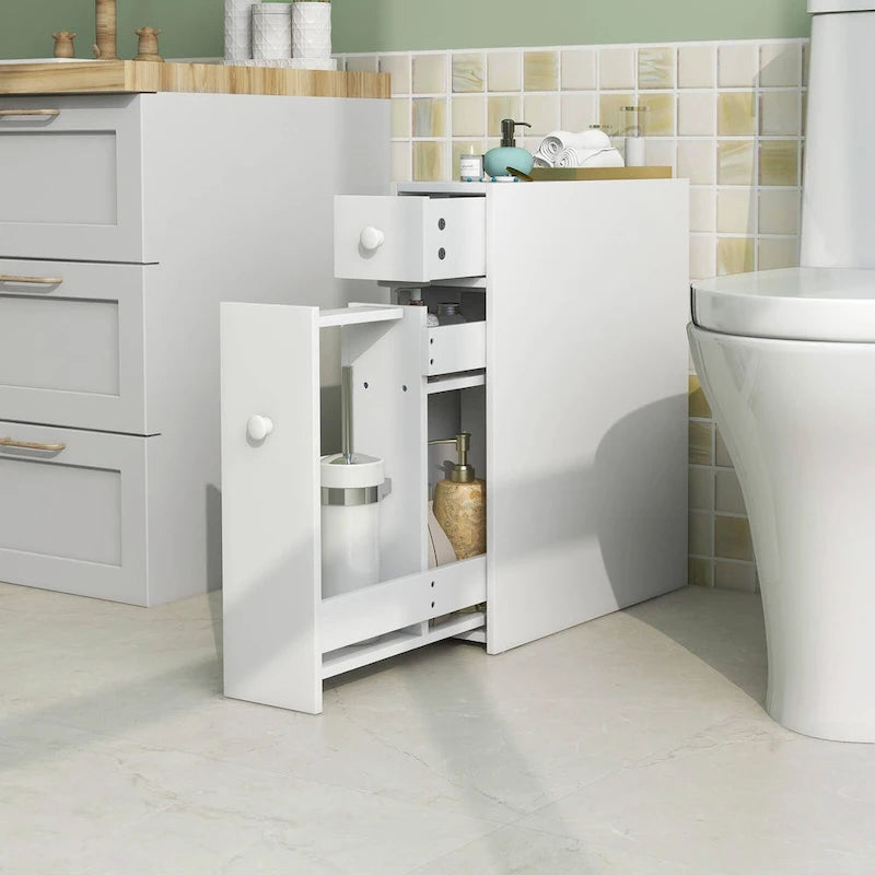 Schmaler Badezimmerschrank mit Schublade und Einlegeböden
