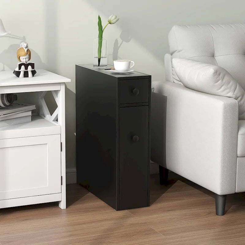 Schmaler Badezimmerschrank mit Schublade und Einlegeböden