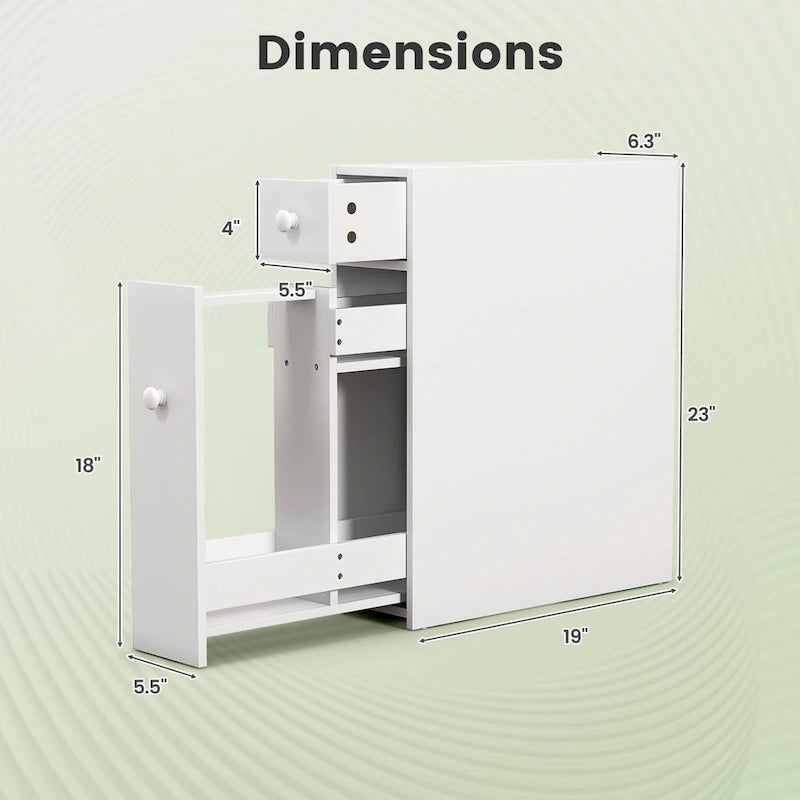 Schmaler Badezimmerschrank mit Schublade und Einlegeböden