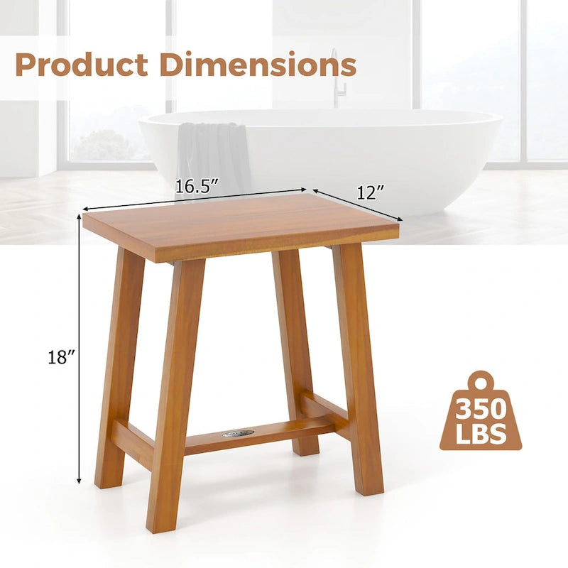 Teak Shower Bench Bathroom Shower Stool for Shaving Legs & Spa