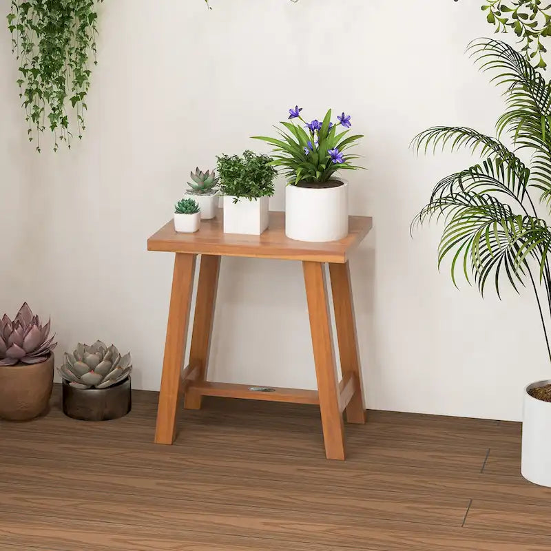 Teak Shower Bench Bathroom Shower Stool for Shaving Legs & Spa
