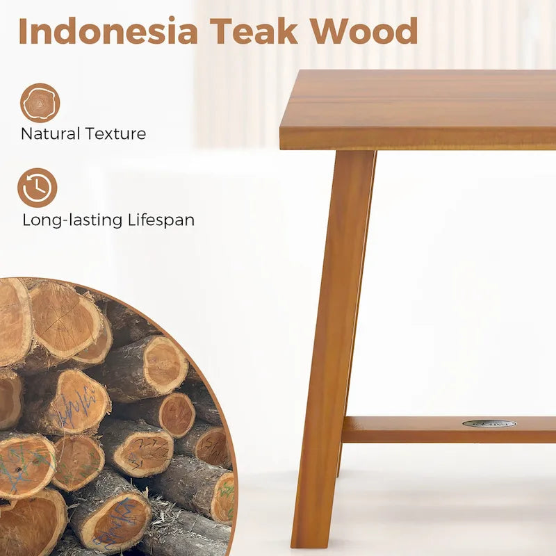 Teak Shower Bench Bathroom Shower Stool for Shaving Legs & Spa