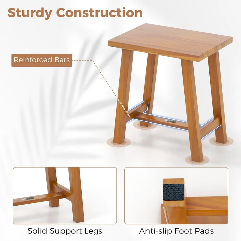 Teak Shower Bench Bathroom Shower Stool for Shaving Legs & Spa