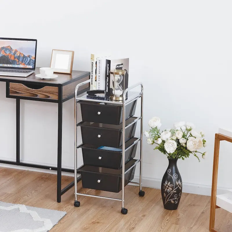 4 Drawers Metal Rolling Storage Cart Scrapbook Supply & Paper - see details