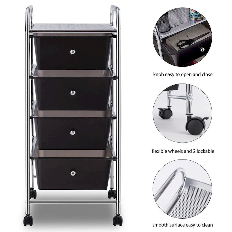 4 Drawers Metal Rolling Storage Cart Scrapbook Supply & Paper - see details