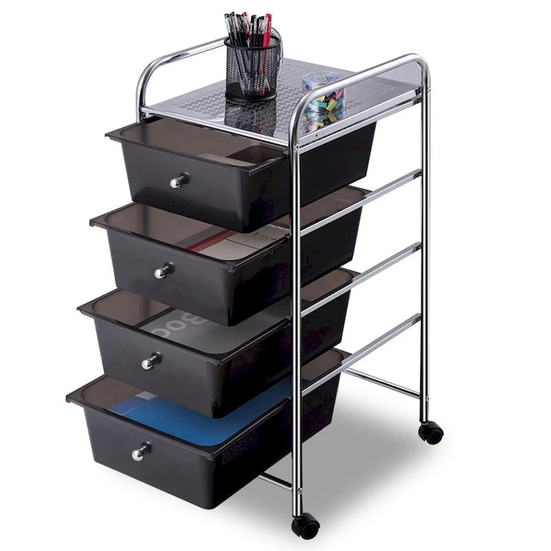 4 Drawers Metal Rolling Storage Cart Scrapbook Supply & Paper - see details