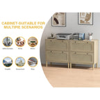 Wood Rattan 2 Drawer Lateral File Cabinet with Adjustable Hanging Bar for Letter / A4 / Size Files
