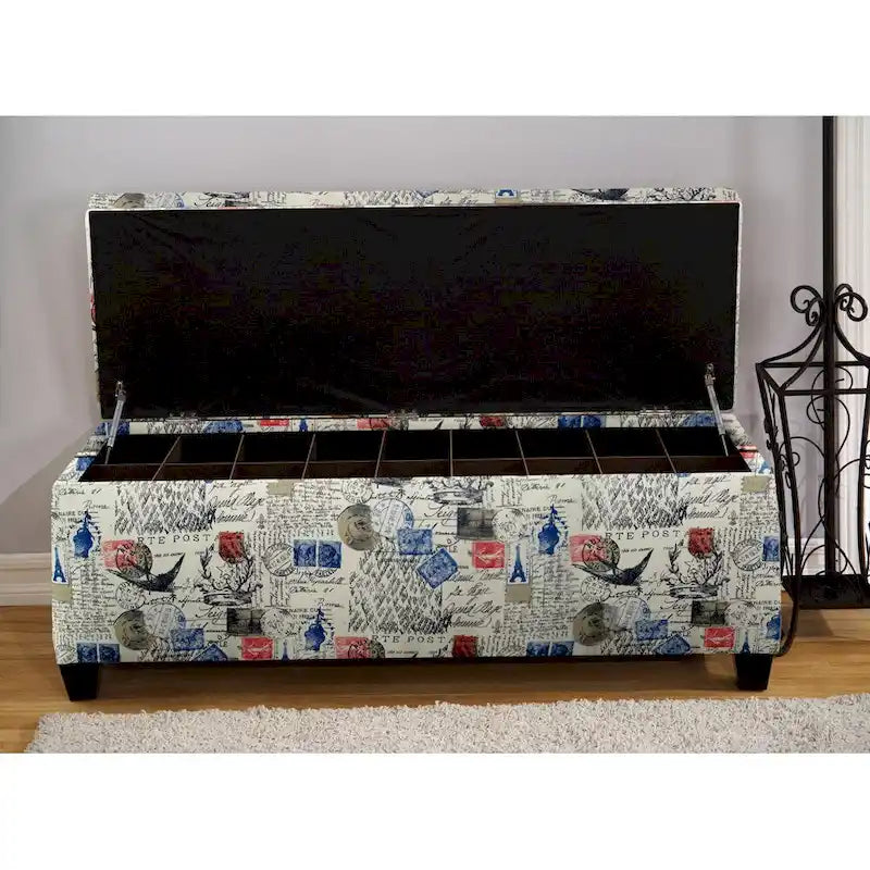 Natural Shoe Storage Bench with Tufted Upholstery