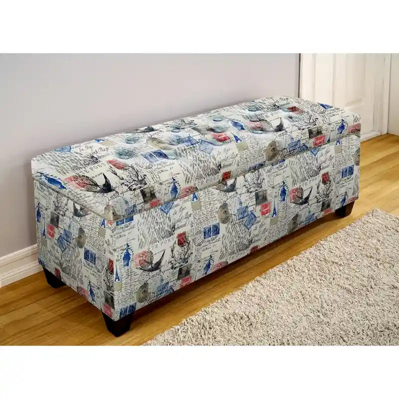 Natural Shoe Storage Bench with Tufted Upholstery