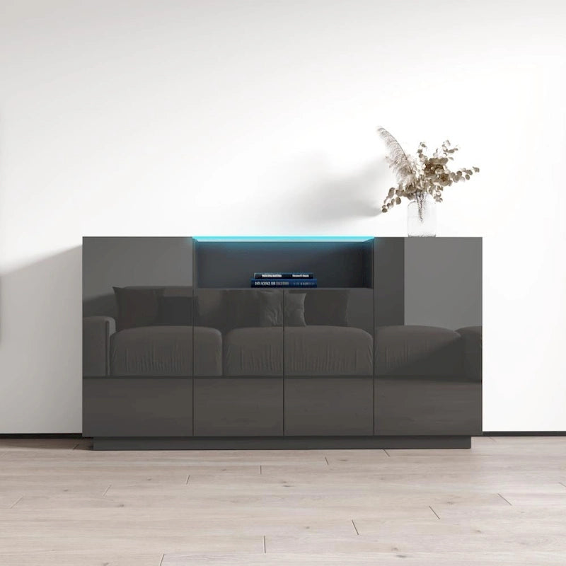 Modern Sideboard with LED Lighting Gloss Fronts - 63 inches