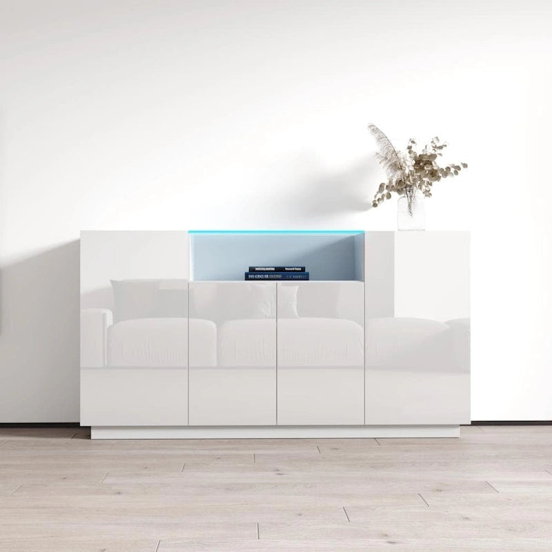 Modern Sideboard with LED Lighting Gloss Fronts - 63 inches