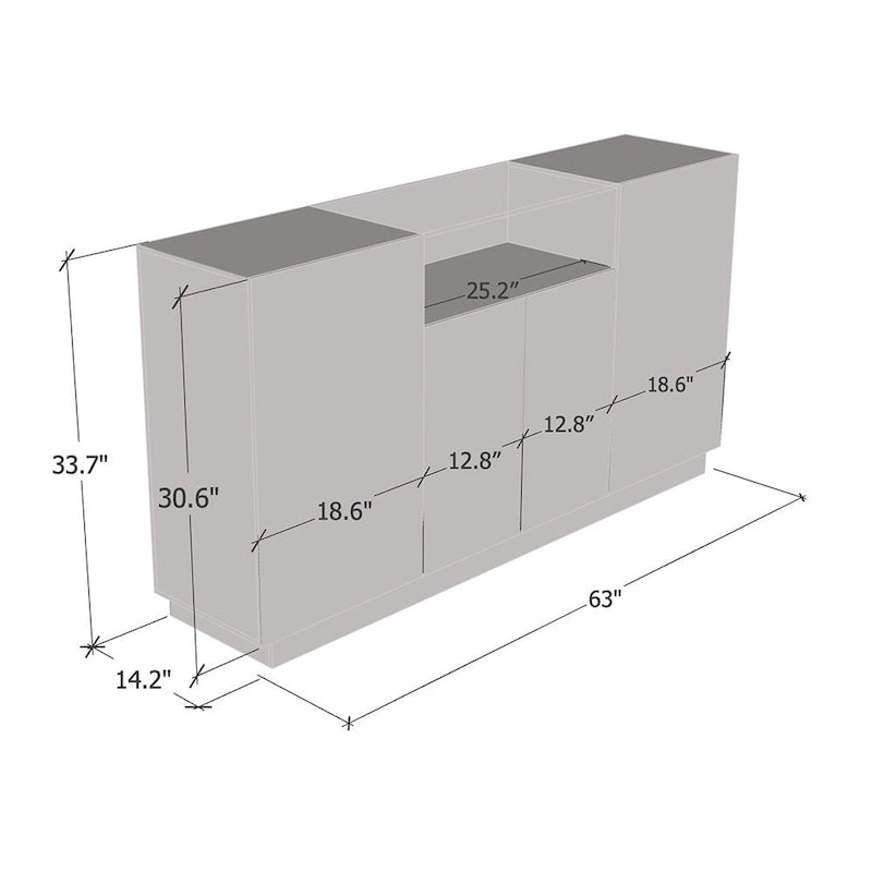 Modern Sideboard with LED Lighting Gloss Fronts - 63 inches