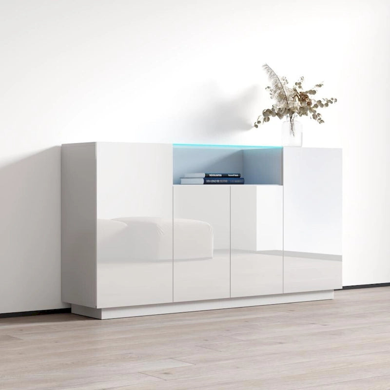 Modern Sideboard with LED Lighting Gloss Fronts - 63 inches