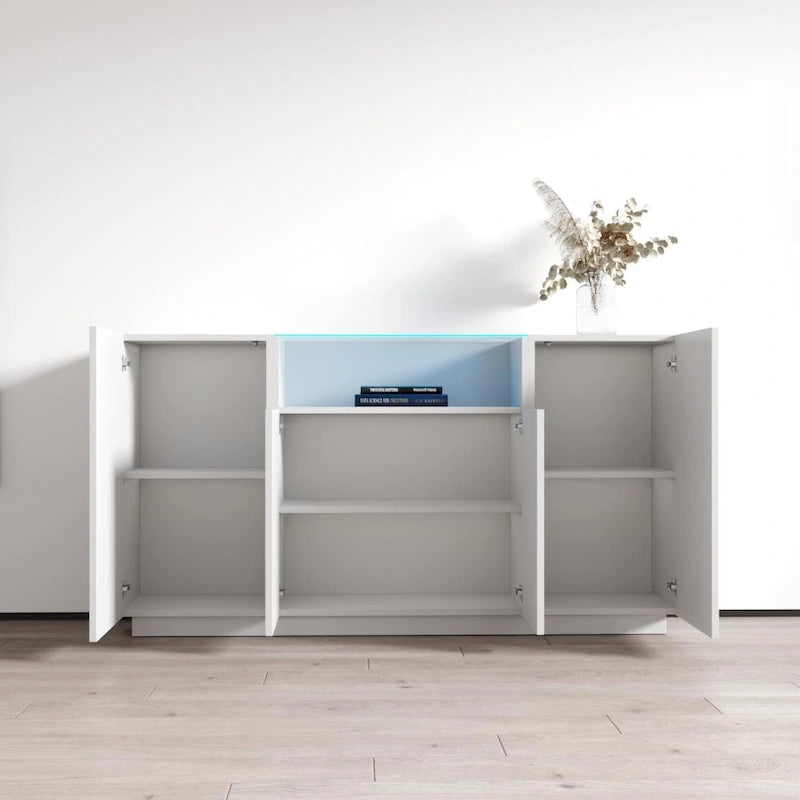 Modern Sideboard with LED Lighting Gloss Fronts - 63 inches
