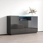 Modern Sideboard with LED Lighting Gloss Fronts - 63 inches