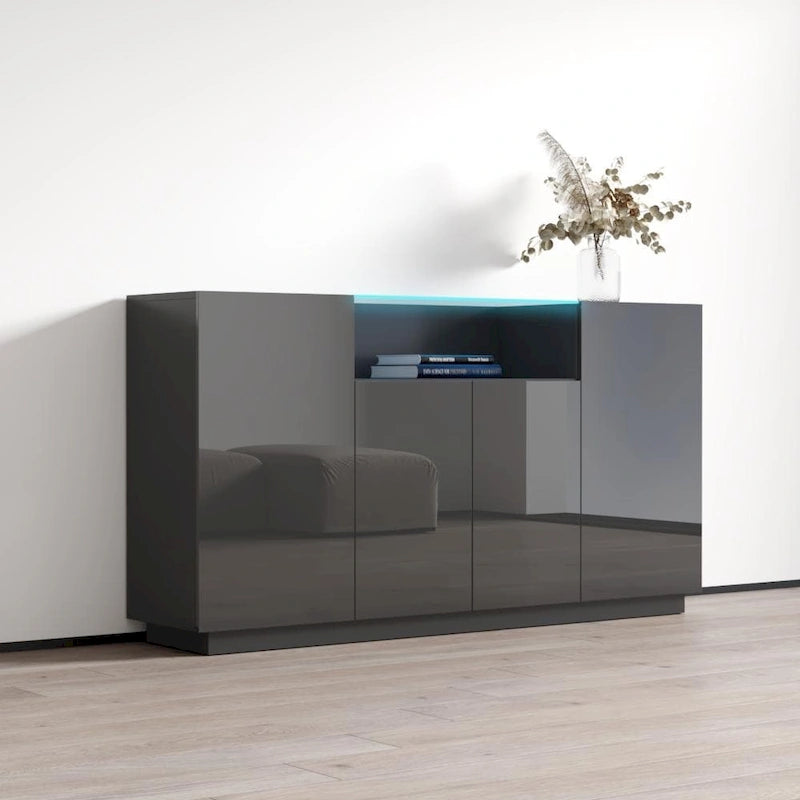 Modern Sideboard with LED Lighting Gloss Fronts - 63 inches