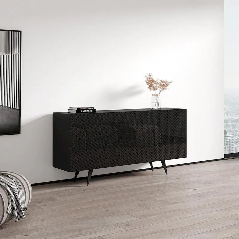 Modern Sideboard with Gloss Fronts Matte Body - 63 inches