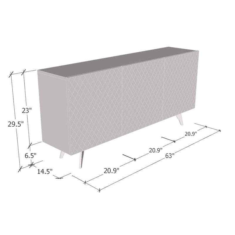 Modern Sideboard with Gloss Fronts Matte Body - 63 inches