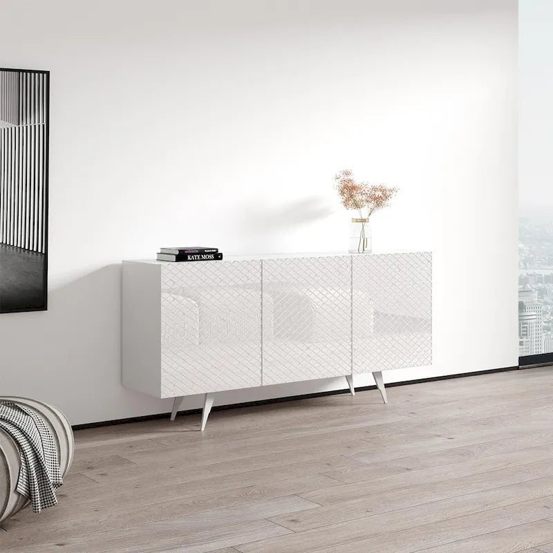 Modern Sideboard with Gloss Fronts Matte Body - 63 inches