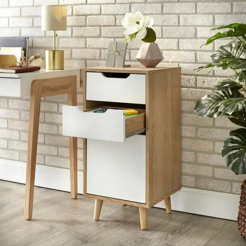 Mid-Century Modern Filing Cabinet with Supply Drawers