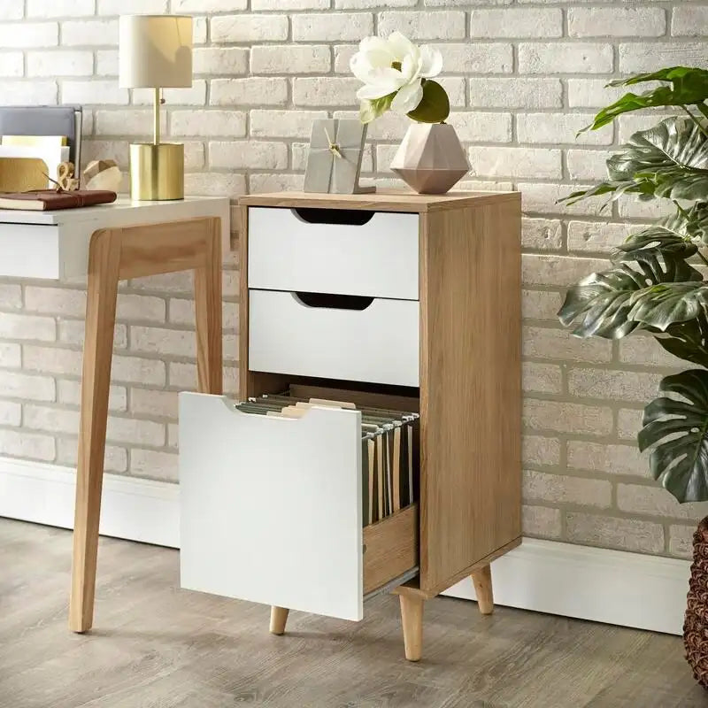 Mid-Century Modern Filing Cabinet with Supply Drawers
