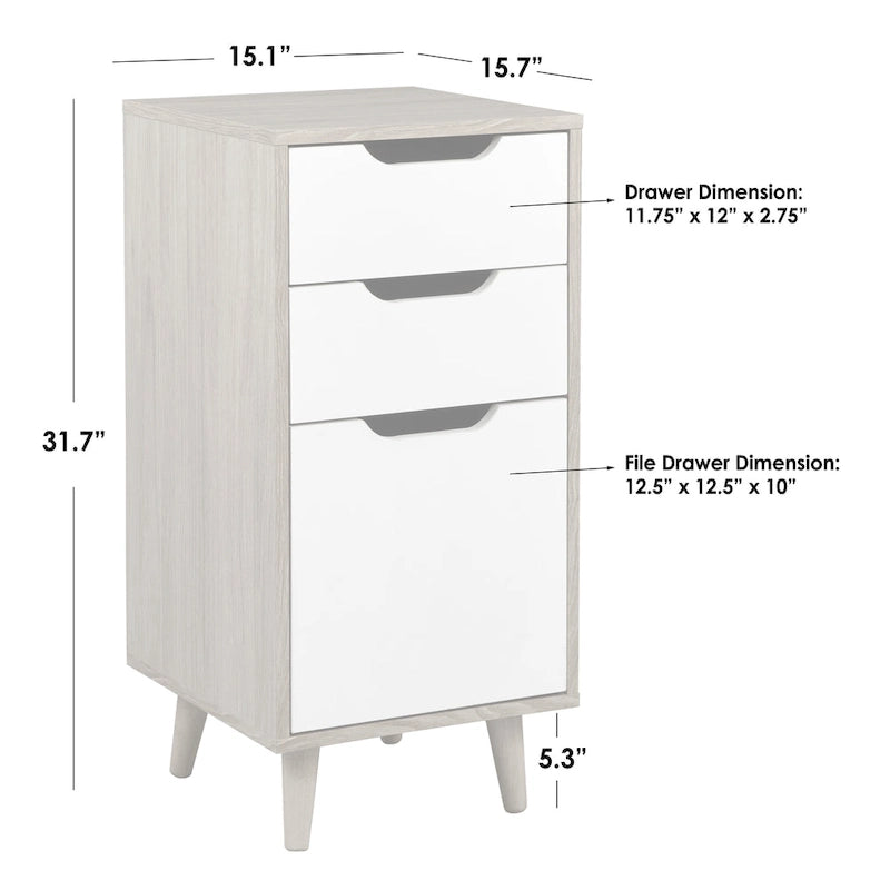 Mid-Century Modern Filing Cabinet with Supply Drawers