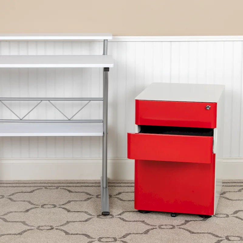 Modern 3-Drawer Mobile Locking Filing Cabinet Storage Organizer