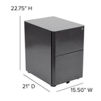 Modern 3-Drawer Mobile Locking Filing Cabinet Storage Organizer