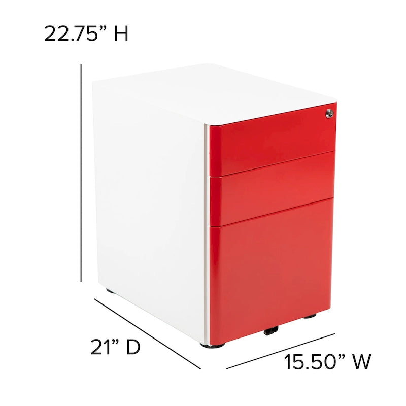 Modern 3-Drawer Mobile Locking Filing Cabinet Storage Organizer