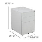 Modern 3-Drawer Mobile Locking Filing Cabinet Storage Organizer