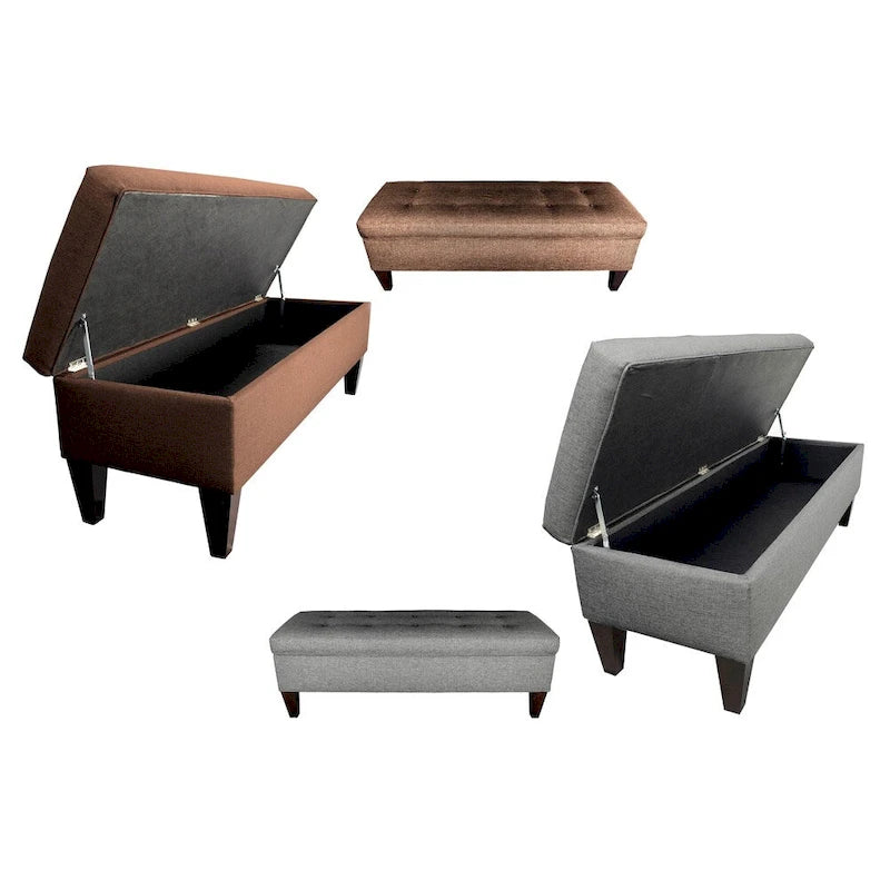 Brooke 10-button Tufted Upholstered Long Storage Bench Ottoman